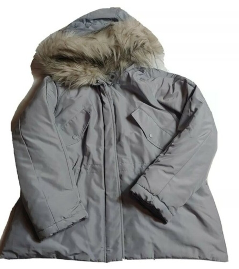 H&M H & M HM Woman’s Faux Fur Hooded Coat gray medium